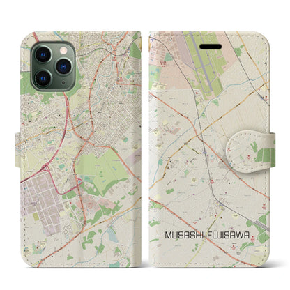 【武蔵藤沢（埼玉県）】地図柄iPhoneケース（手帳タイプ）ナチュラル・iPhone 11 Pro 用