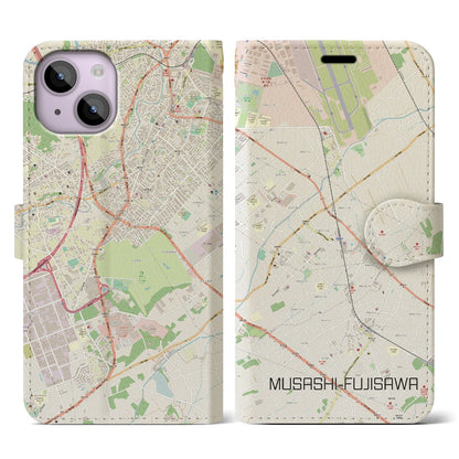 【武蔵藤沢（埼玉県）】地図柄iPhoneケース（手帳タイプ）ナチュラル・iPhone 14 用
