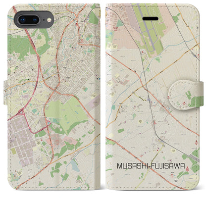 【武蔵藤沢（埼玉県）】地図柄iPhoneケース（手帳タイプ）ナチュラル・iPhone 8Plus /7Plus / 6sPlus / 6Plus 用