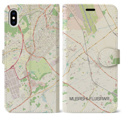 【武蔵藤沢（埼玉県）】地図柄iPhoneケース（手帳タイプ）ナチュラル・iPhone XS Max 用