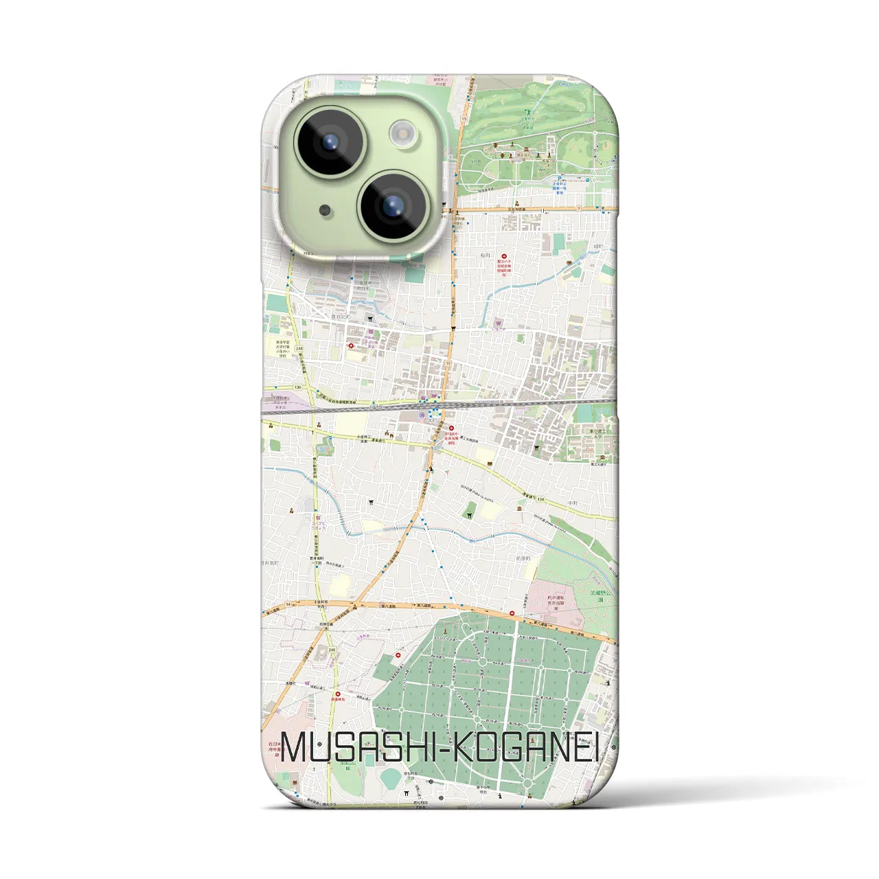 【武蔵小金井】地図柄iPhoneケース（バックカバータイプ・ナチュラル）iPhone 15 用