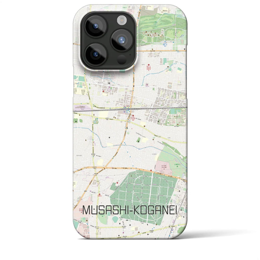 【武蔵小金井】地図柄iPhoneケース（バックカバータイプ・ナチュラル）iPhone 15 Pro Max 用