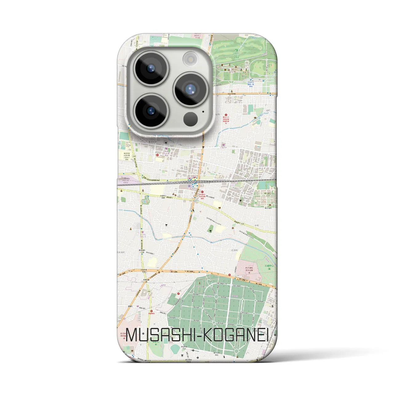 【武蔵小金井】地図柄iPhoneケース（バックカバータイプ・ナチュラル）iPhone 15 Pro 用