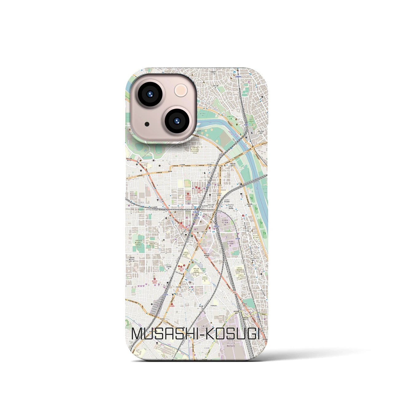 【武蔵小杉】地図柄iPhoneケース（バックカバータイプ・ナチュラル）iPhone 13 mini 用