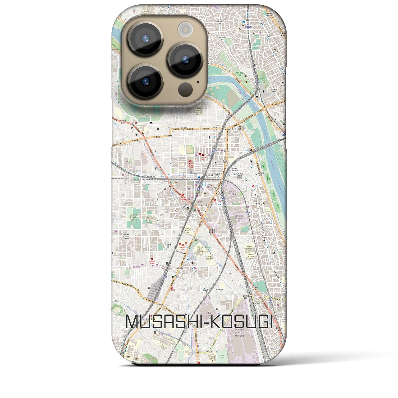 【武蔵小杉】地図柄iPhoneケース（バックカバータイプ・ナチュラル）iPhone 14 Pro Max 用