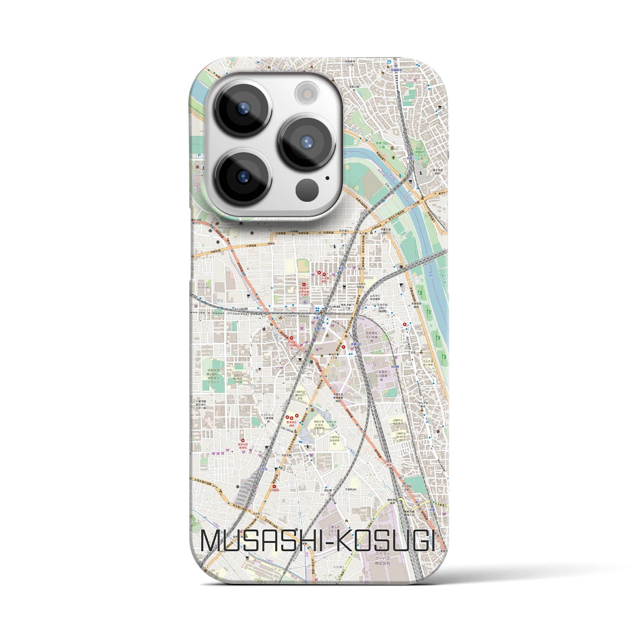 【武蔵小杉】地図柄iPhoneケース（バックカバータイプ・ナチュラル）iPhone 14 Pro 用