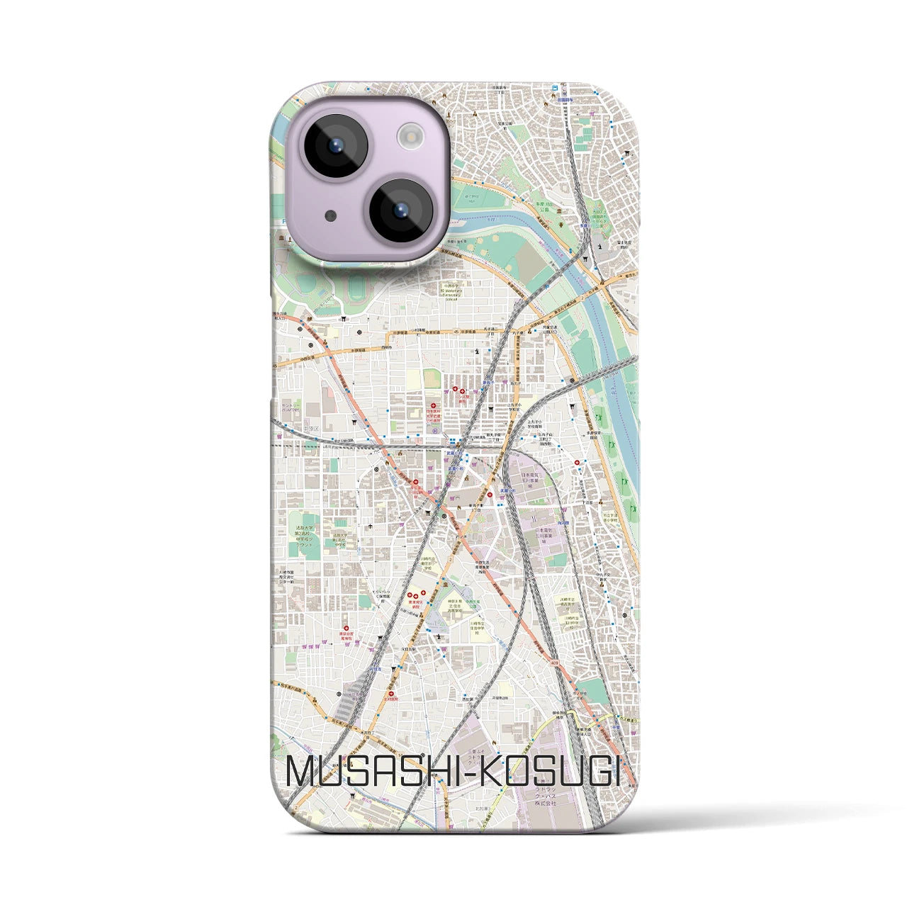 【武蔵小杉】地図柄iPhoneケース（バックカバータイプ・ナチュラル）iPhone 14 用