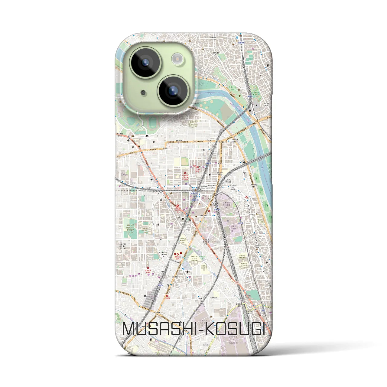 【武蔵小杉】地図柄iPhoneケース（バックカバータイプ・ナチュラル）iPhone 15 用