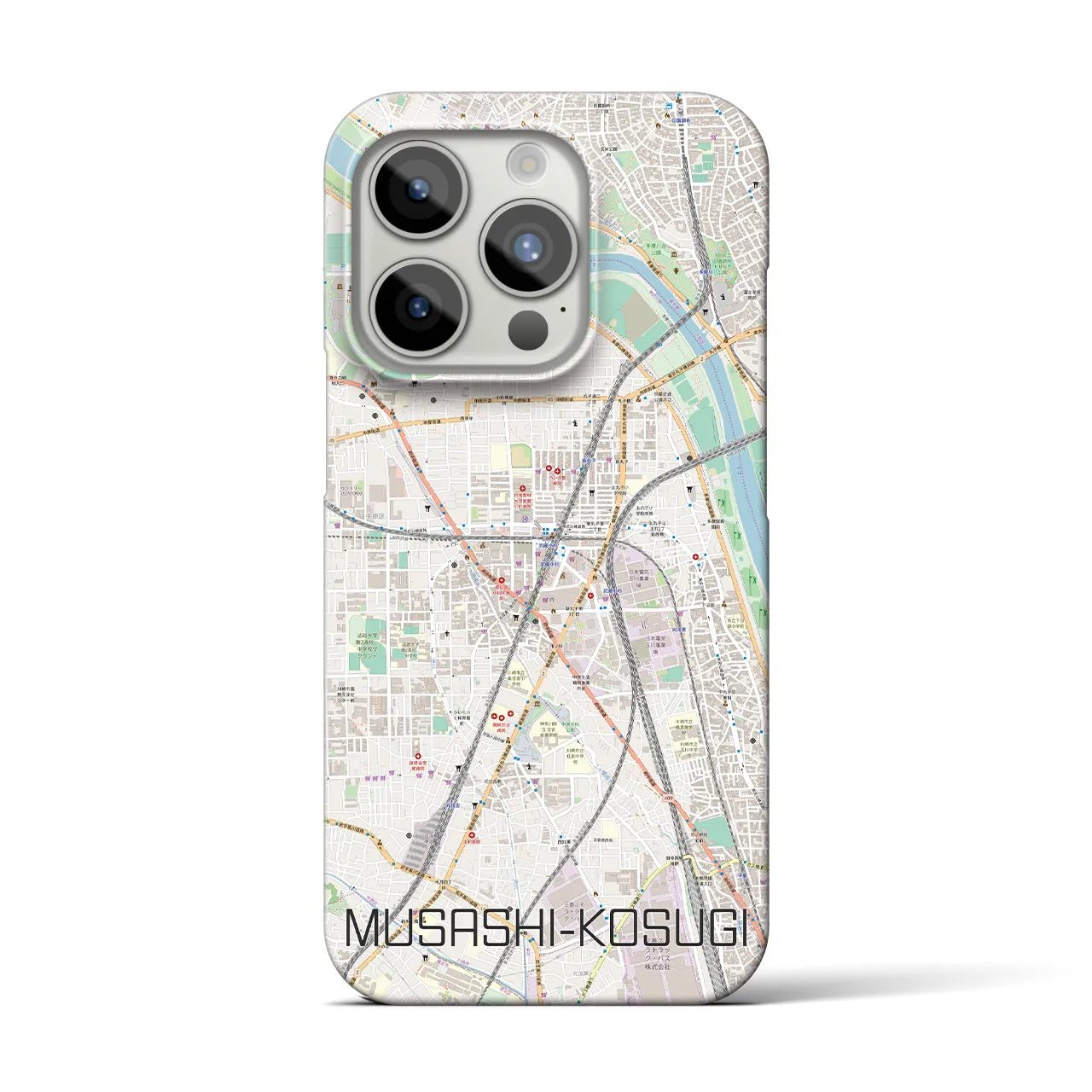 【武蔵小杉】地図柄iPhoneケース（バックカバータイプ・ナチュラル）iPhone 15 Pro 用