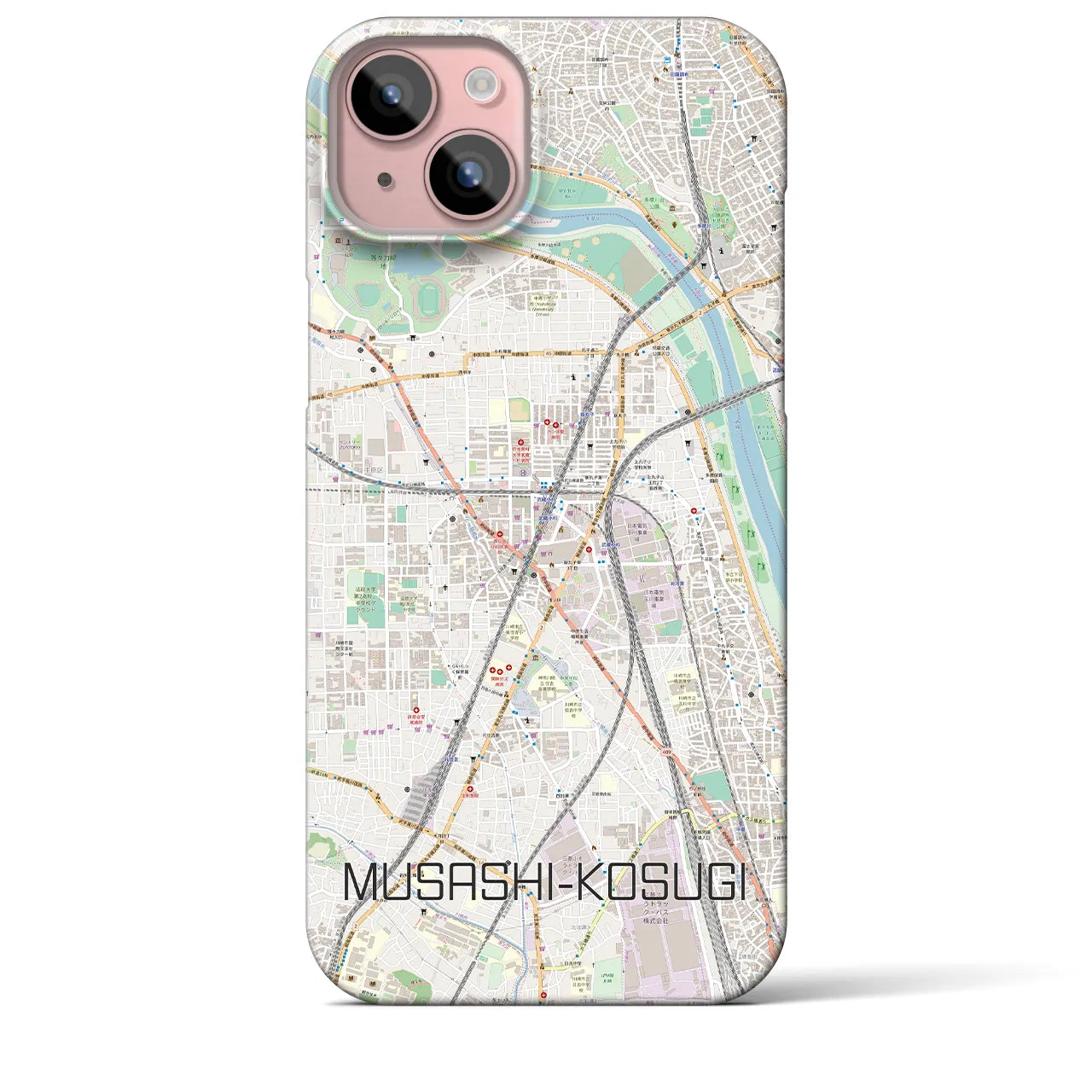 【武蔵小杉】地図柄iPhoneケース（バックカバータイプ・ナチュラル）iPhone 15 Plus 用