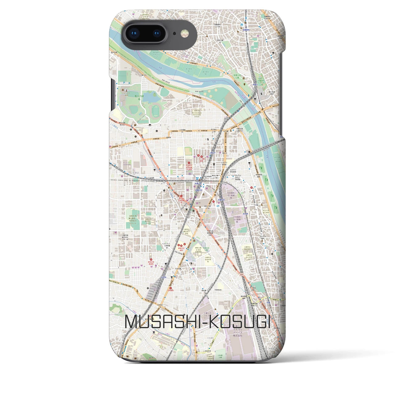 【武蔵小杉】地図柄iPhoneケース（バックカバータイプ・ナチュラル）iPhone 8Plus /7Plus / 6sPlus / 6Plus 用