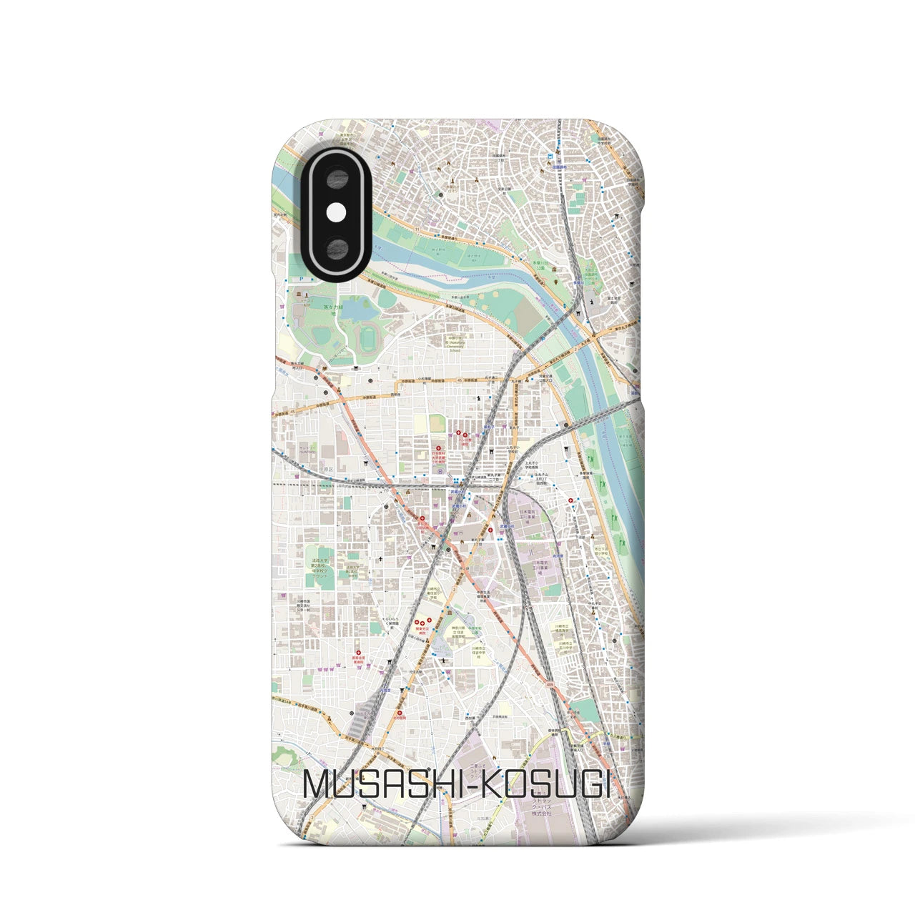 【武蔵小杉】地図柄iPhoneケース（バックカバータイプ・ナチュラル）iPhone XS / X 用