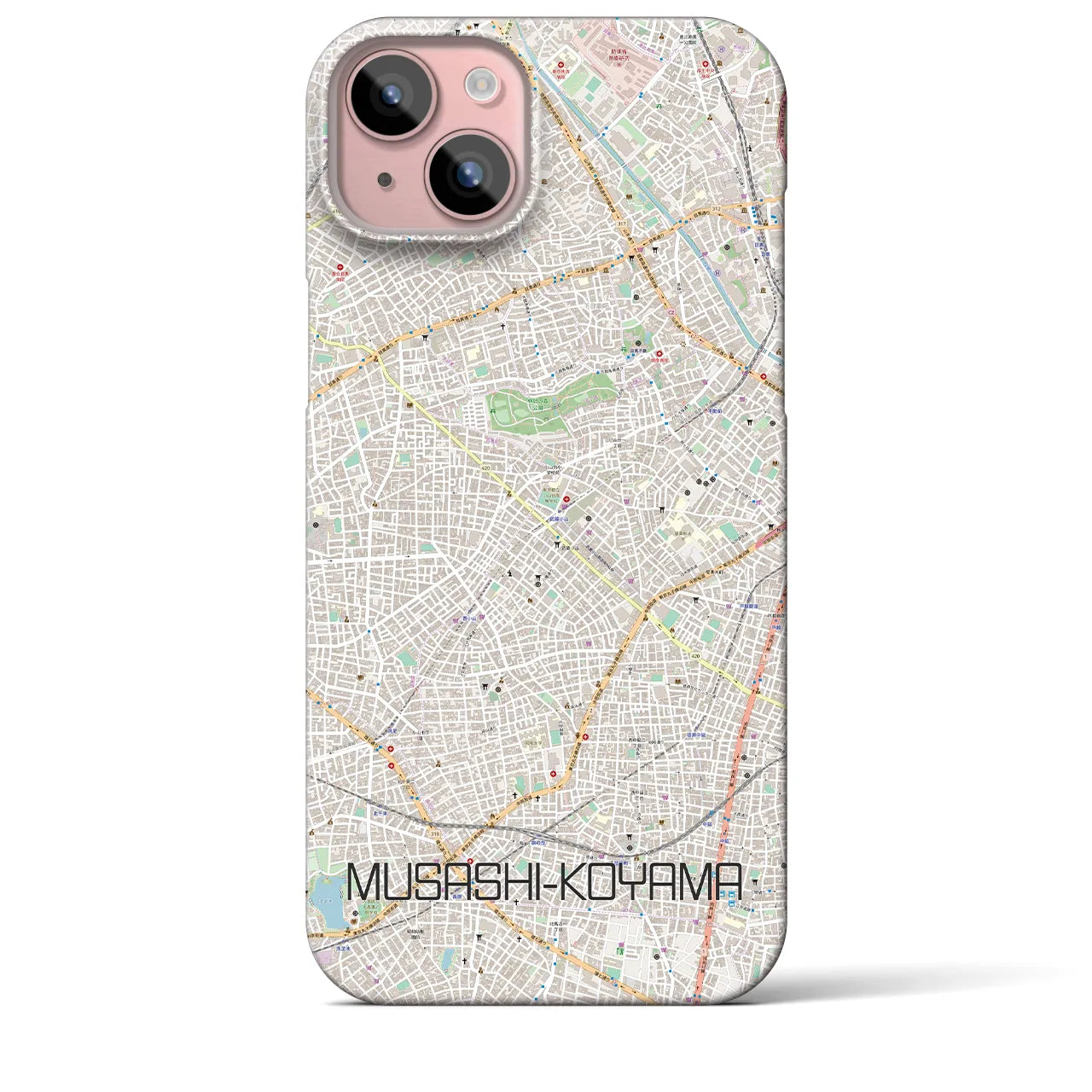 【武蔵小山】地図柄iPhoneケース（バックカバータイプ・ナチュラル）iPhone 15 Plus 用