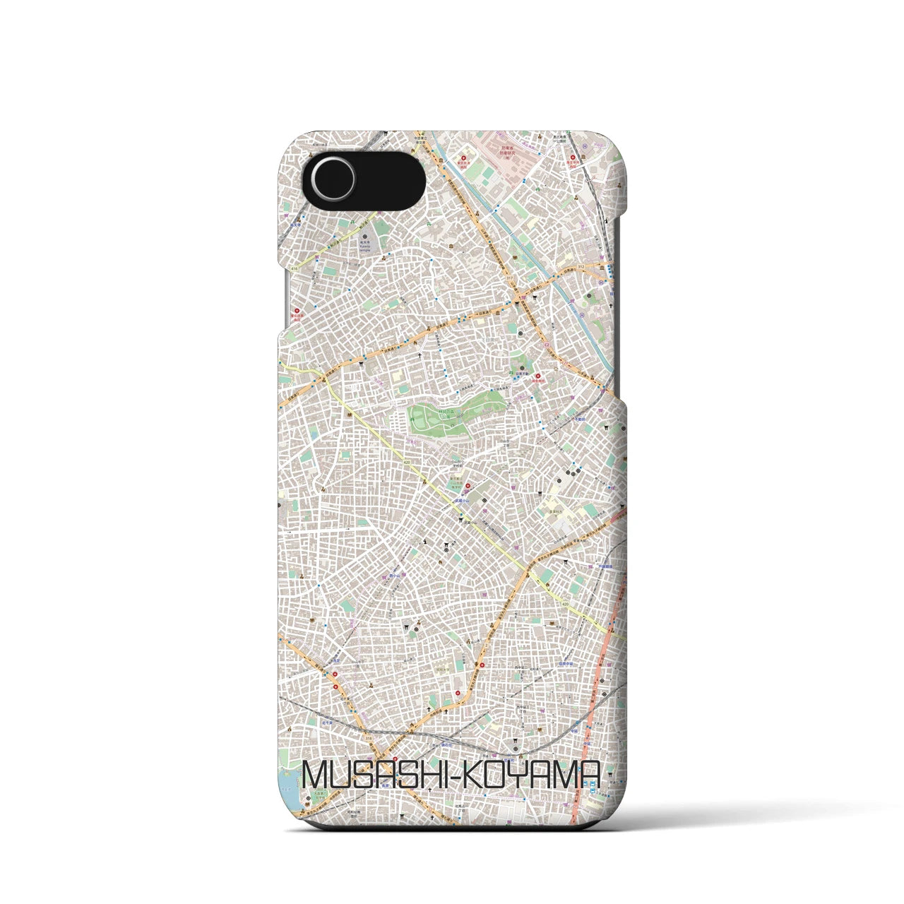【武蔵小山】地図柄iPhoneケース（バックカバータイプ・ナチュラル）iPhone SE（第3 / 第2世代） / 8 / 7 / 6s / 6 用