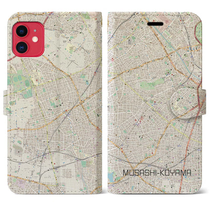 【武蔵小山（東京都）】地図柄iPhoneケース（手帳タイプ）ナチュラル・iPhone 11 用