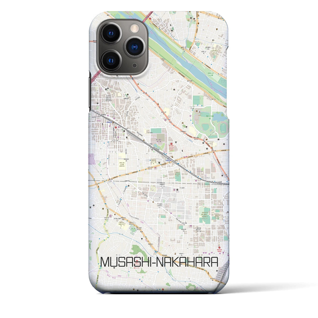 【武蔵中原】地図柄iPhoneケース（バックカバータイプ・ナチュラル）iPhone 11 Pro Max 用