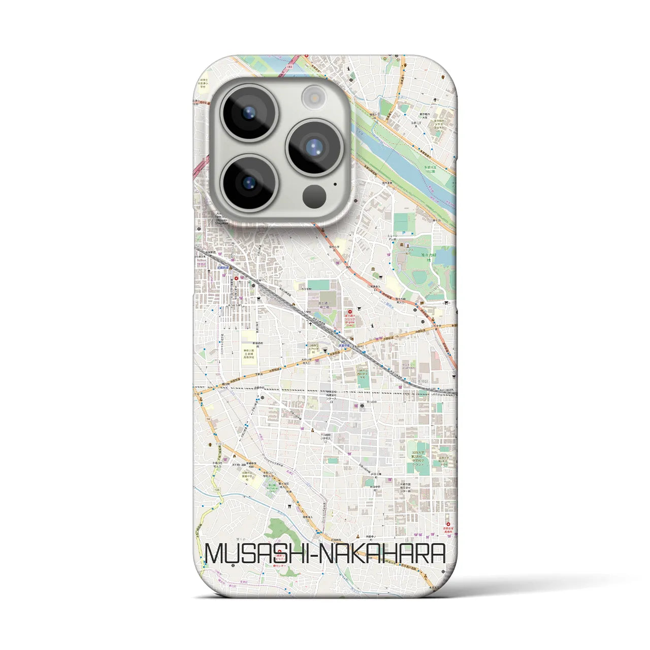 【武蔵中原】地図柄iPhoneケース（バックカバータイプ・ナチュラル）iPhone 15 Pro 用