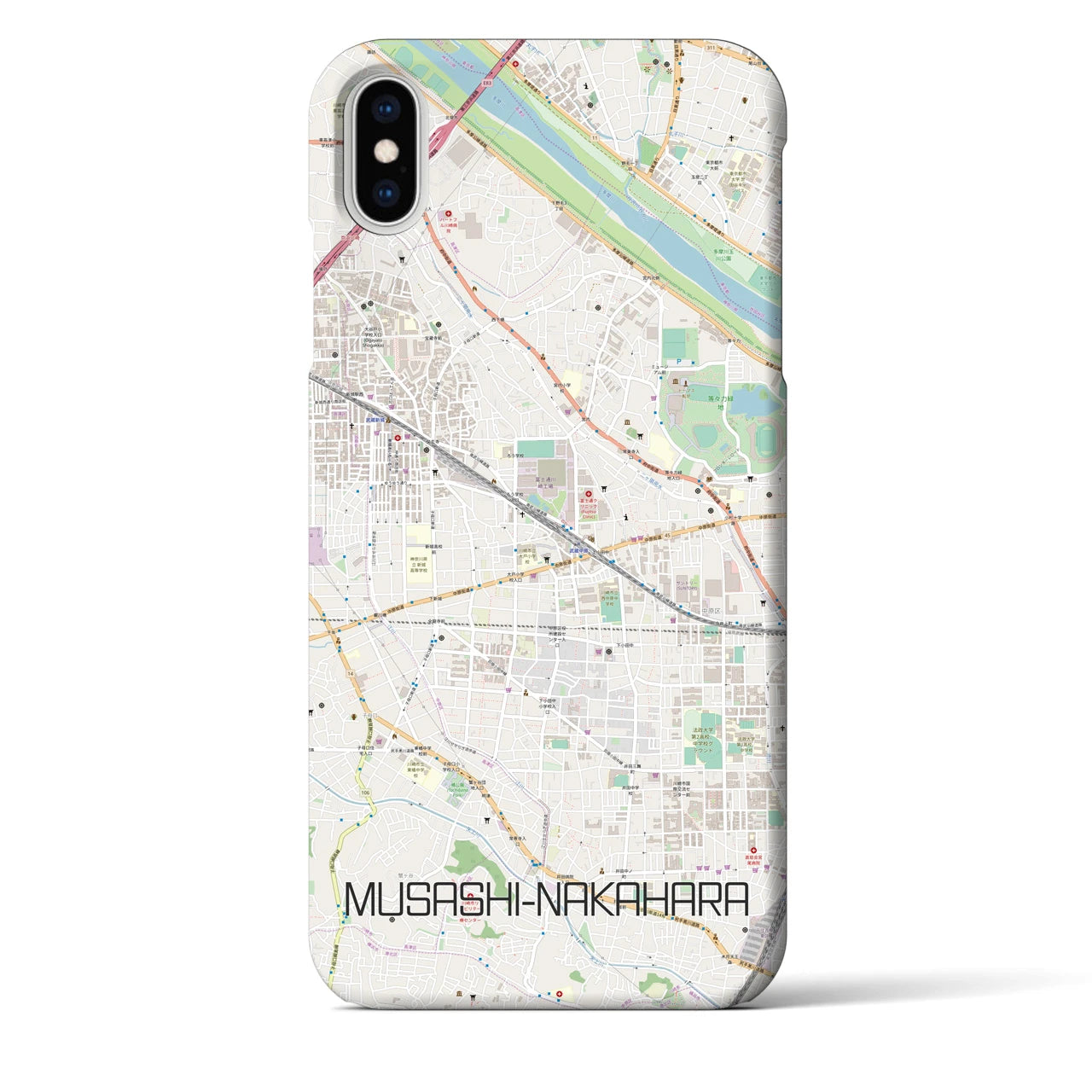 【武蔵中原】地図柄iPhoneケース（バックカバータイプ・ナチュラル）iPhone XS Max 用