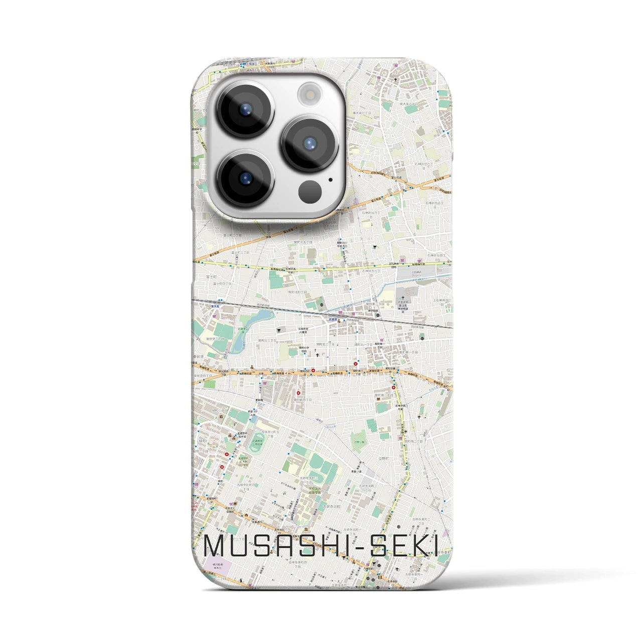 【武蔵関】地図柄iPhoneケース（バックカバータイプ・ナチュラル）iPhone 14 Pro 用
