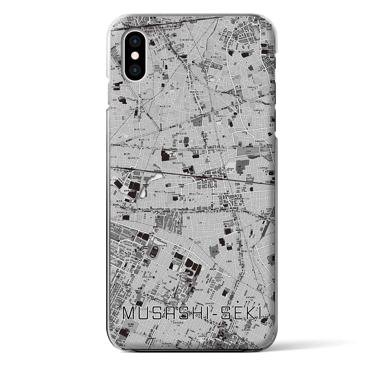 【武蔵関】地図柄iPhoneケース（クリアタイプ・モノトーン）iPhone XS Max 用