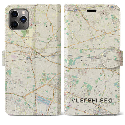 【武蔵関】地図柄iPhoneケース（手帳両面タイプ・ナチュラル）iPhone 11 Pro Max 用