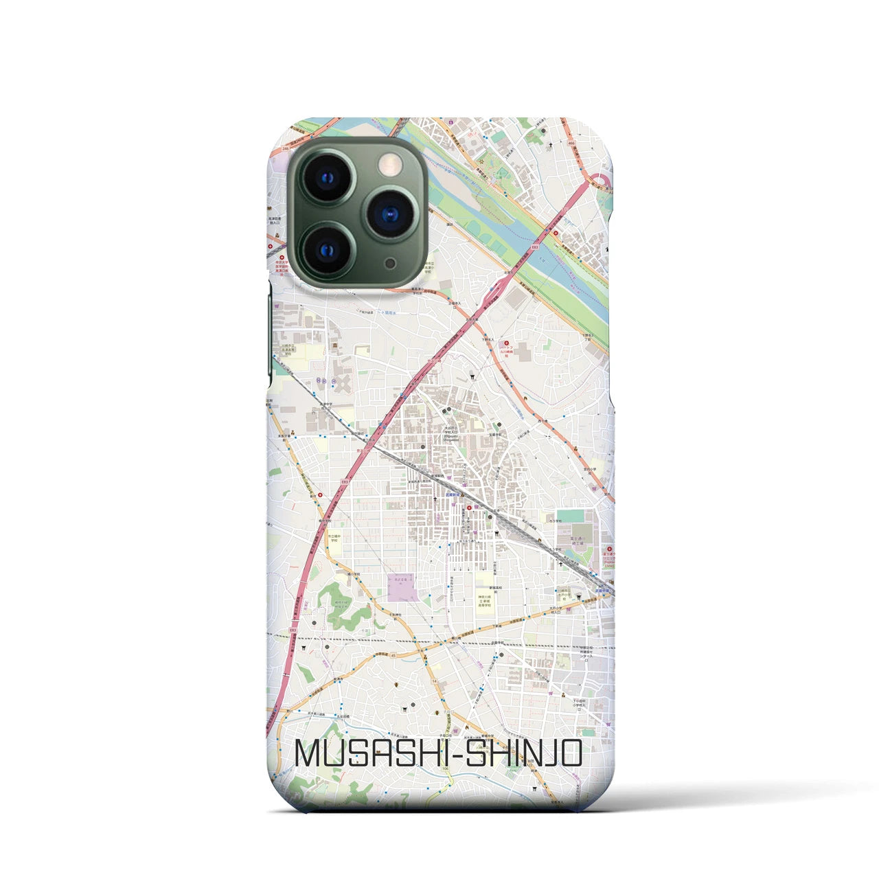 【武蔵新城】地図柄iPhoneケース（バックカバータイプ・ナチュラル）iPhone 11 Pro 用