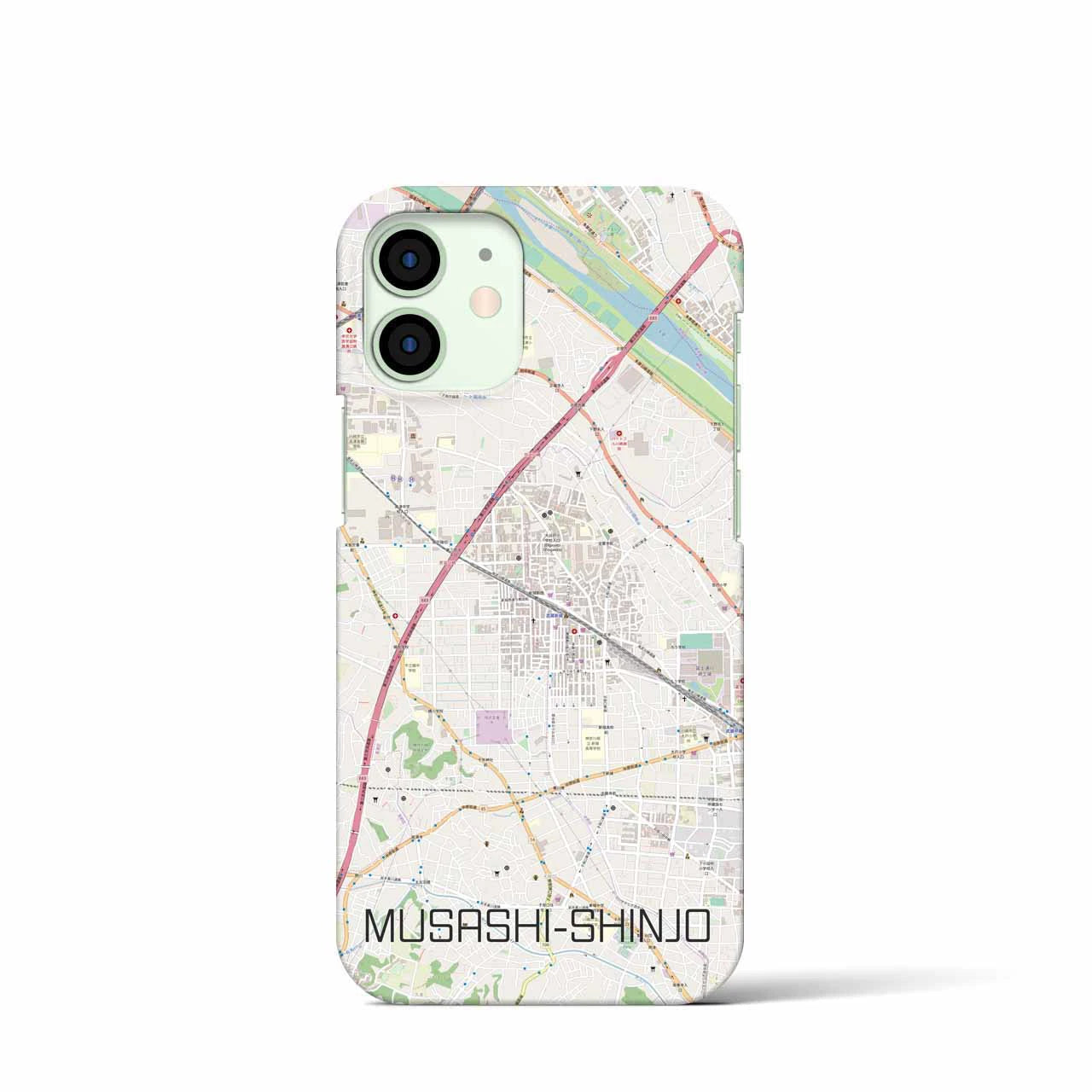 【武蔵新城】地図柄iPhoneケース（バックカバータイプ・ナチュラル）iPhone 12 mini 用