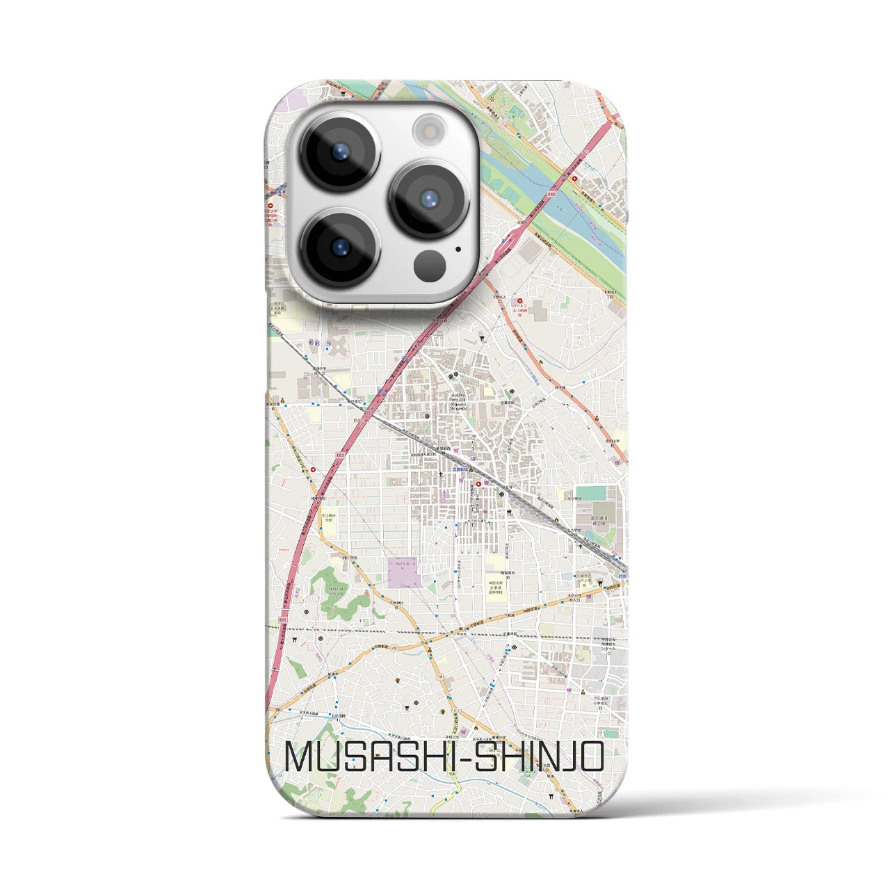 【武蔵新城】地図柄iPhoneケース（バックカバータイプ・ナチュラル）iPhone 14 Pro 用
