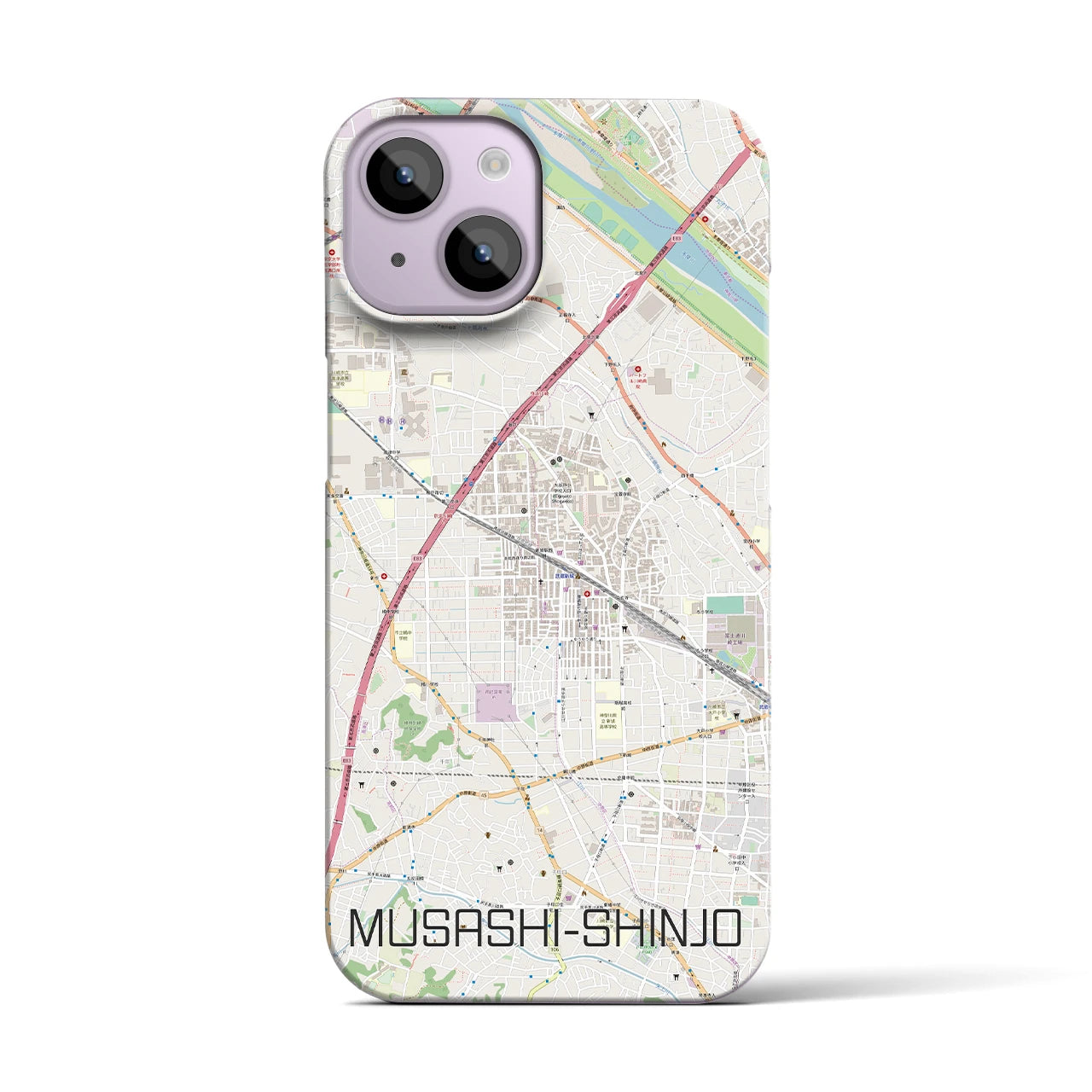 【武蔵新城】地図柄iPhoneケース（バックカバータイプ・ナチュラル）iPhone 14 用