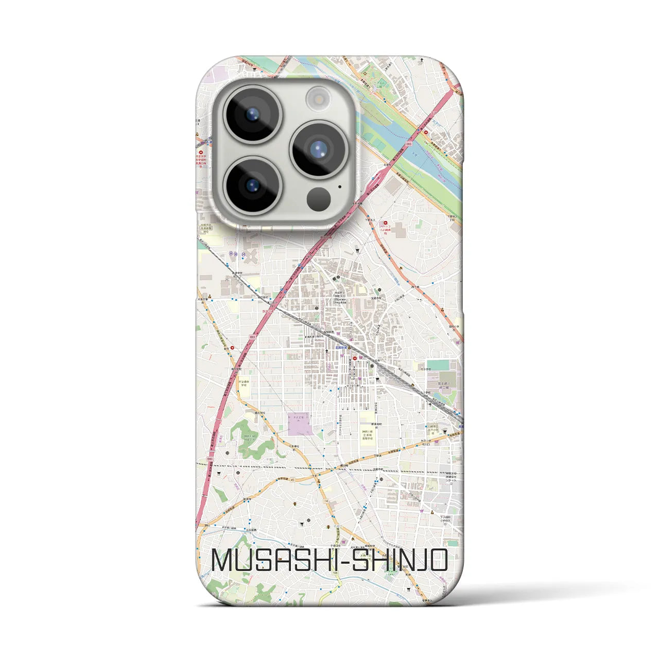 【武蔵新城】地図柄iPhoneケース（バックカバータイプ・ナチュラル）iPhone 15 Pro 用