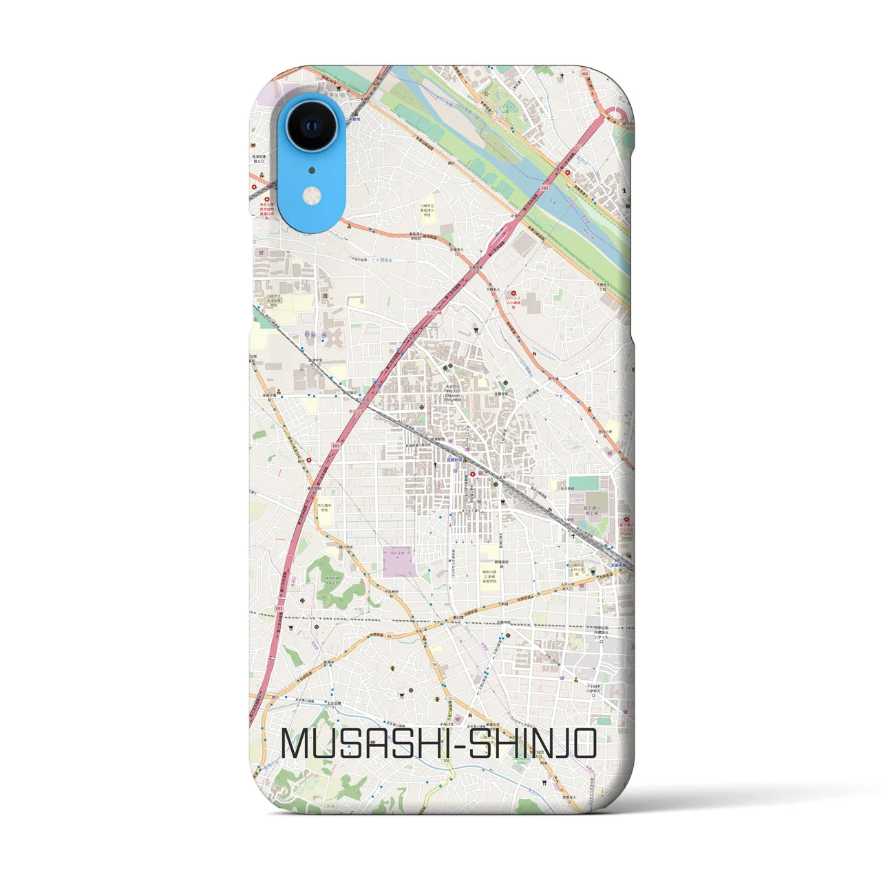 【武蔵新城】地図柄iPhoneケース（バックカバータイプ・ナチュラル）iPhone XR 用