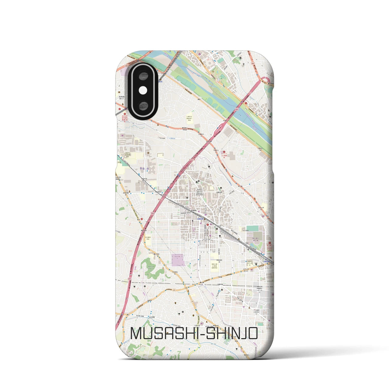 【武蔵新城】地図柄iPhoneケース（バックカバータイプ・ナチュラル）iPhone XS / X 用