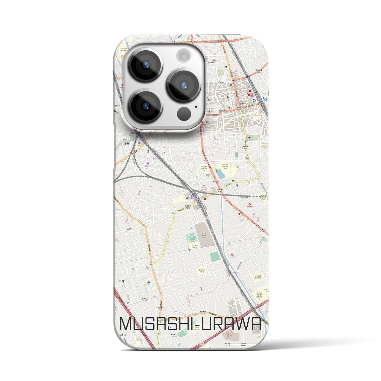 【武蔵浦和】地図柄iPhoneケース（バックカバータイプ・ナチュラル）iPhone 14 Pro 用