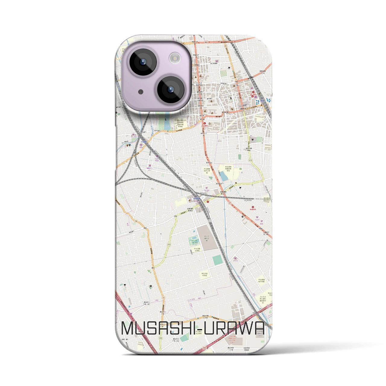 【武蔵浦和】地図柄iPhoneケース（バックカバータイプ・ナチュラル）iPhone 14 用