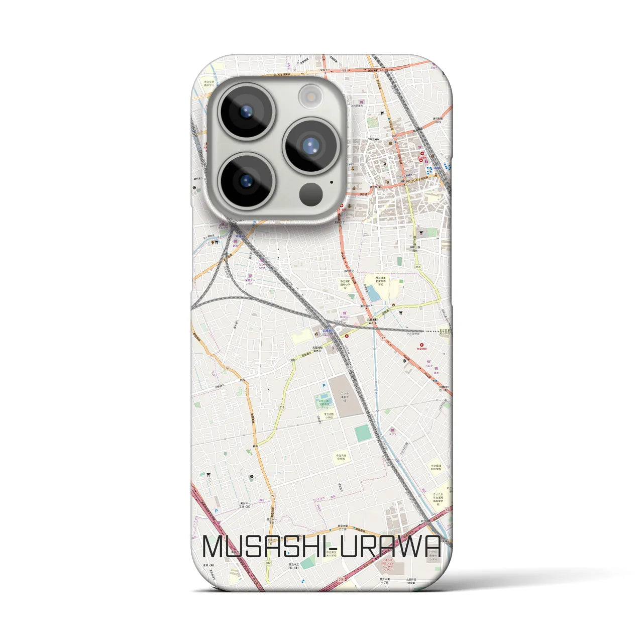 【武蔵浦和】地図柄iPhoneケース（バックカバータイプ・ナチュラル）iPhone 15 Pro 用