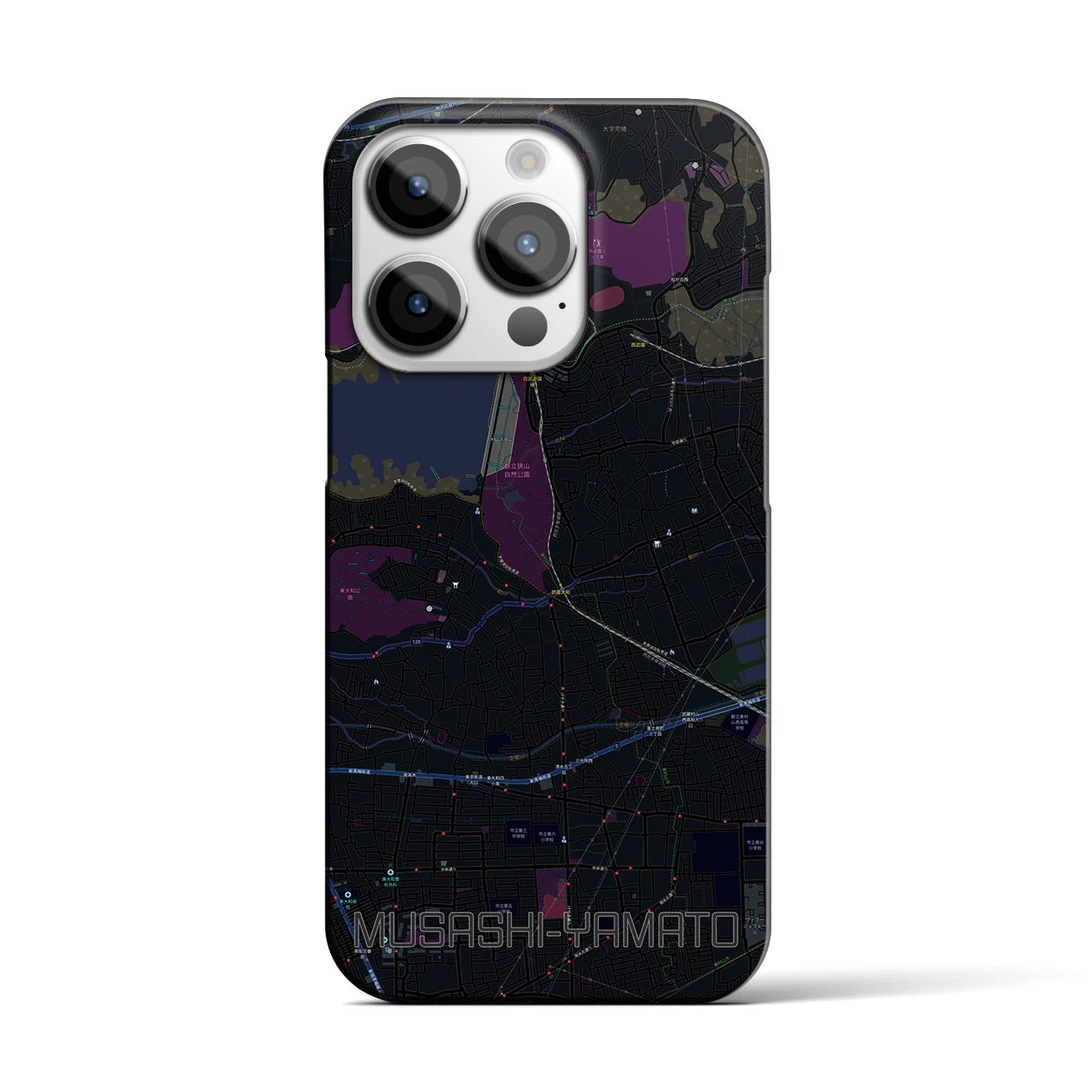 【武蔵大和】地図柄iPhoneケース（バックカバータイプ・ブラック）iPhone 14 Pro 用