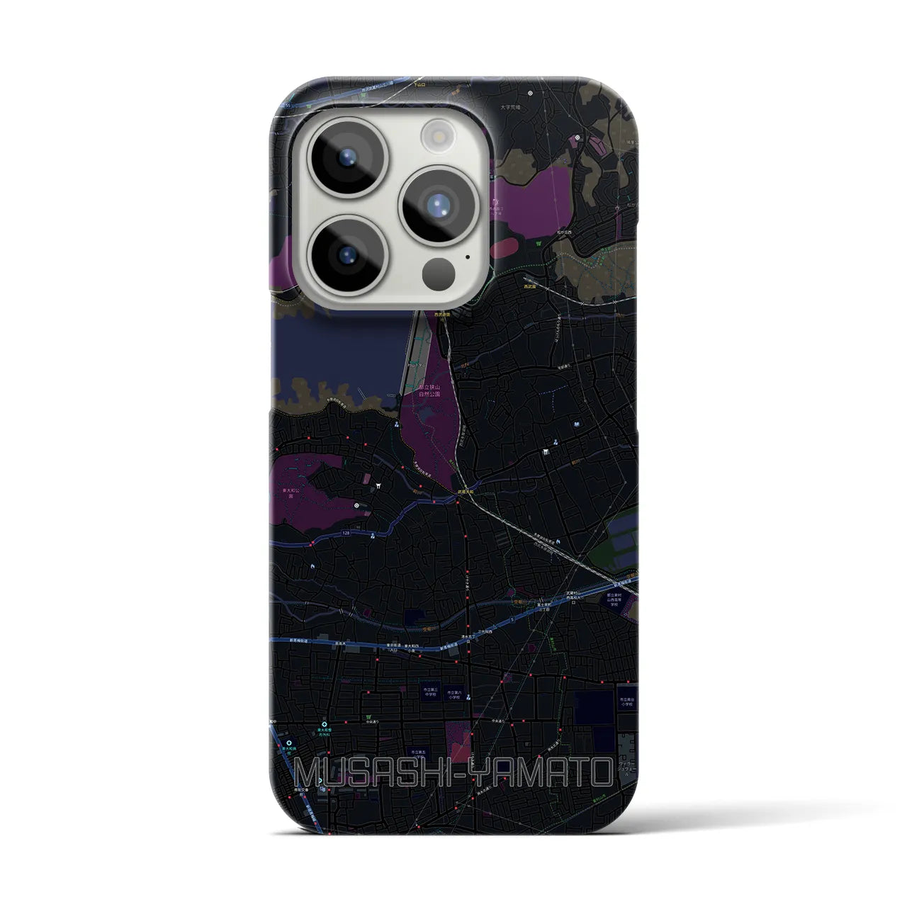 【武蔵大和】地図柄iPhoneケース（バックカバータイプ・ブラック）iPhone 15 Pro 用