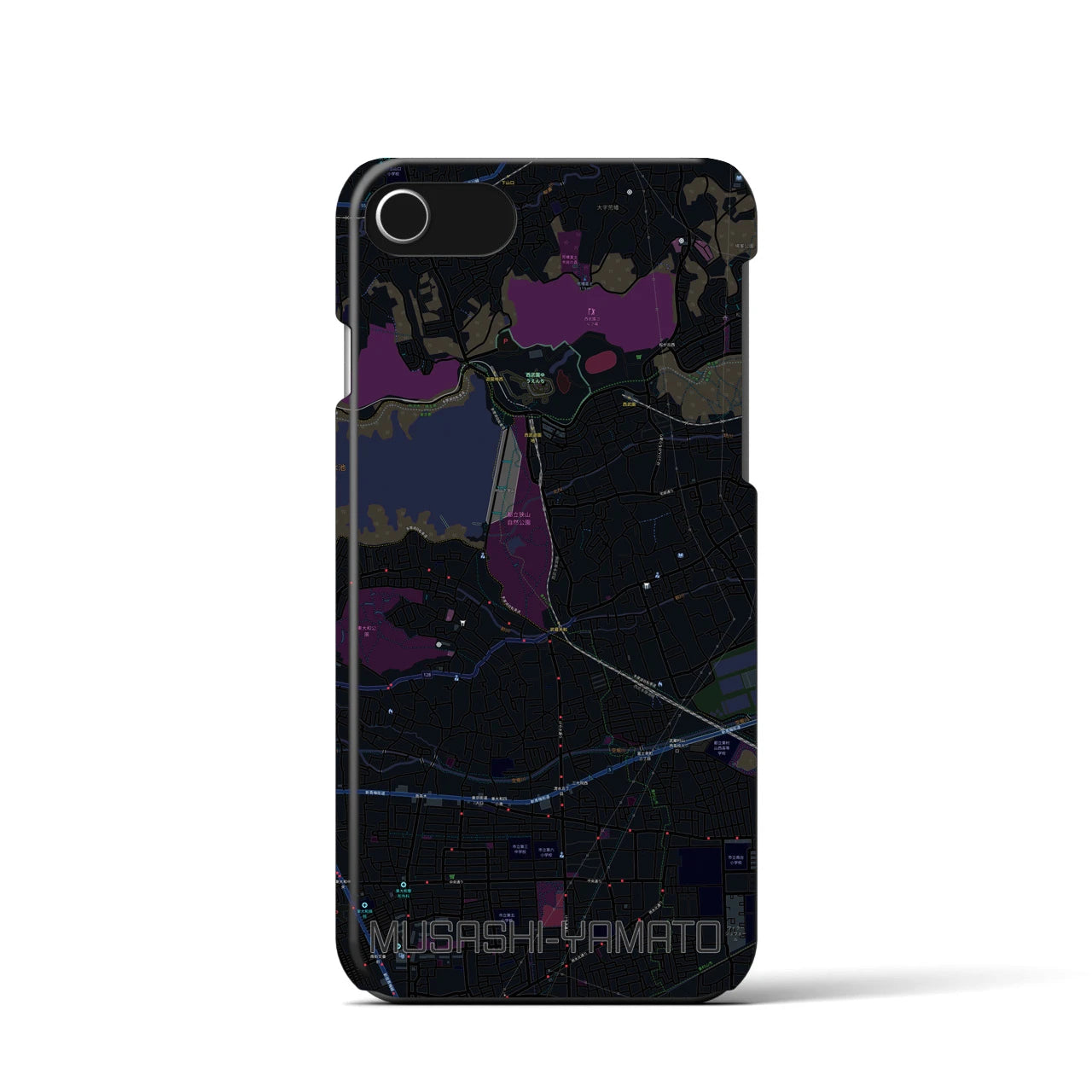 【武蔵大和】地図柄iPhoneケース（バックカバータイプ・ブラック）iPhone SE（第3 / 第2世代） / 8 / 7 / 6s / 6 用