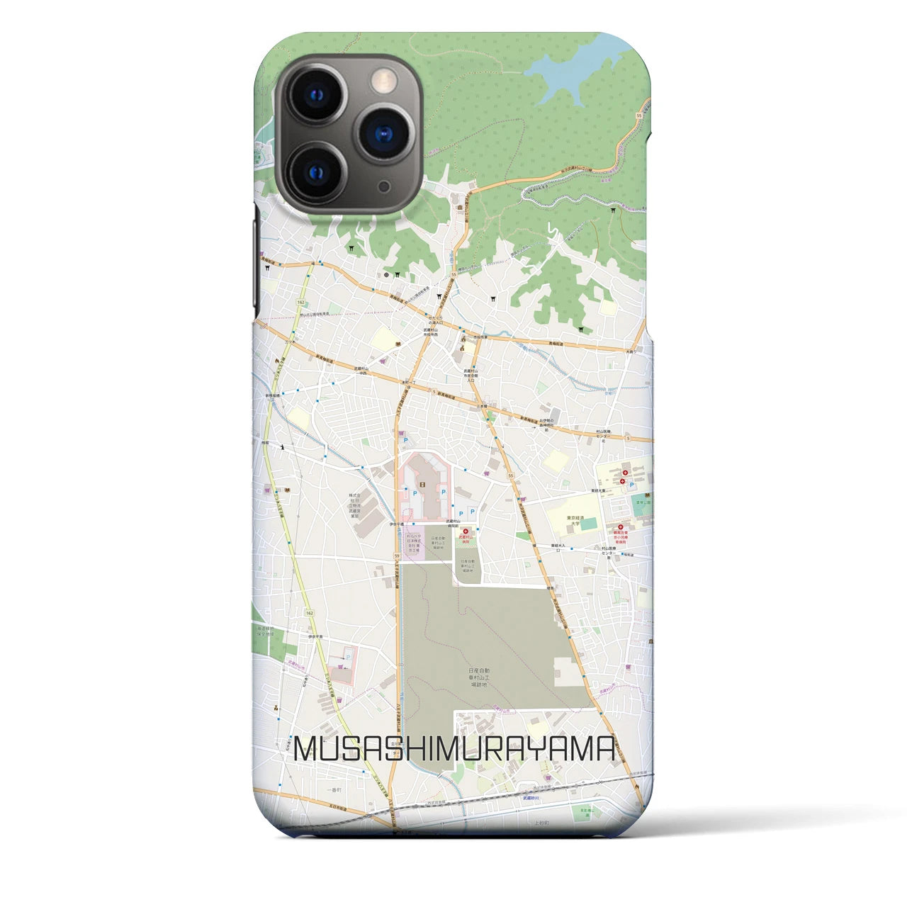 【武蔵村山】地図柄iPhoneケース（バックカバータイプ・ナチュラル）iPhone 11 Pro Max 用