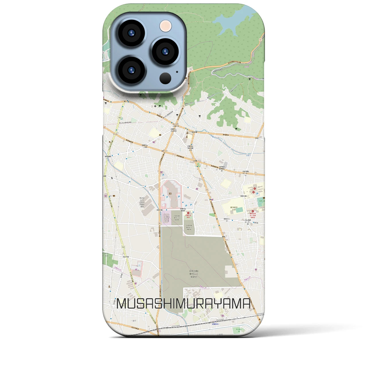 【武蔵村山】地図柄iPhoneケース（バックカバータイプ・ナチュラル）iPhone 13 Pro Max 用
