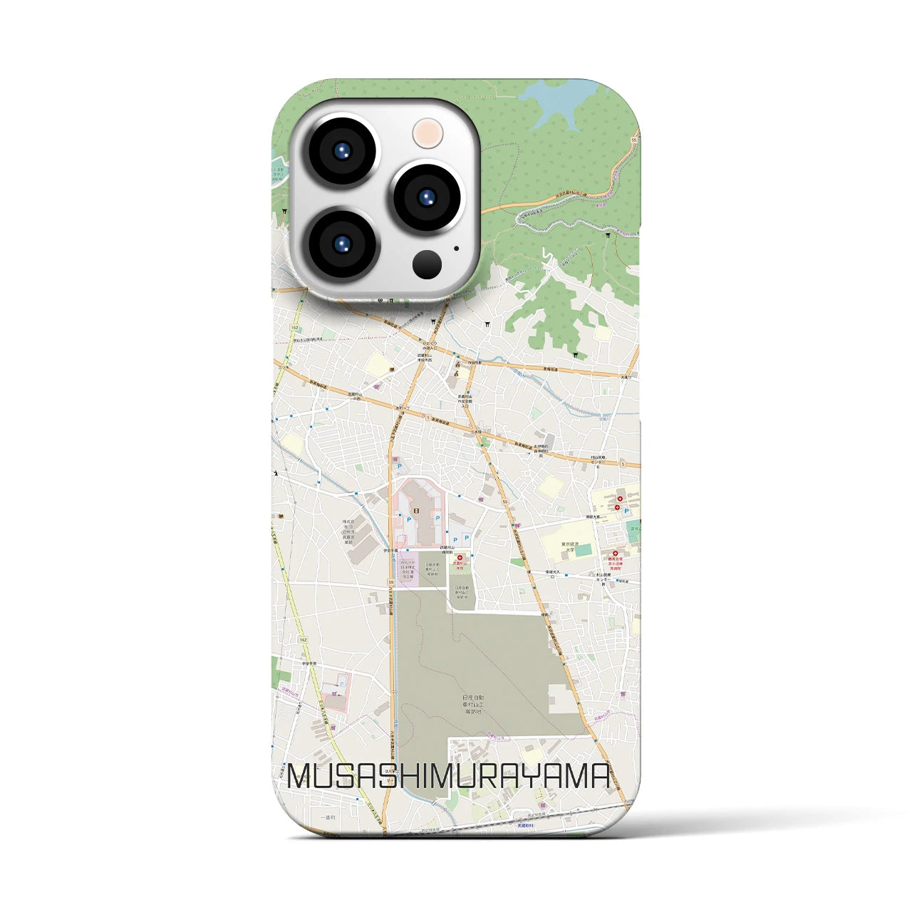 【武蔵村山】地図柄iPhoneケース（バックカバータイプ・ナチュラル）iPhone 13 Pro 用