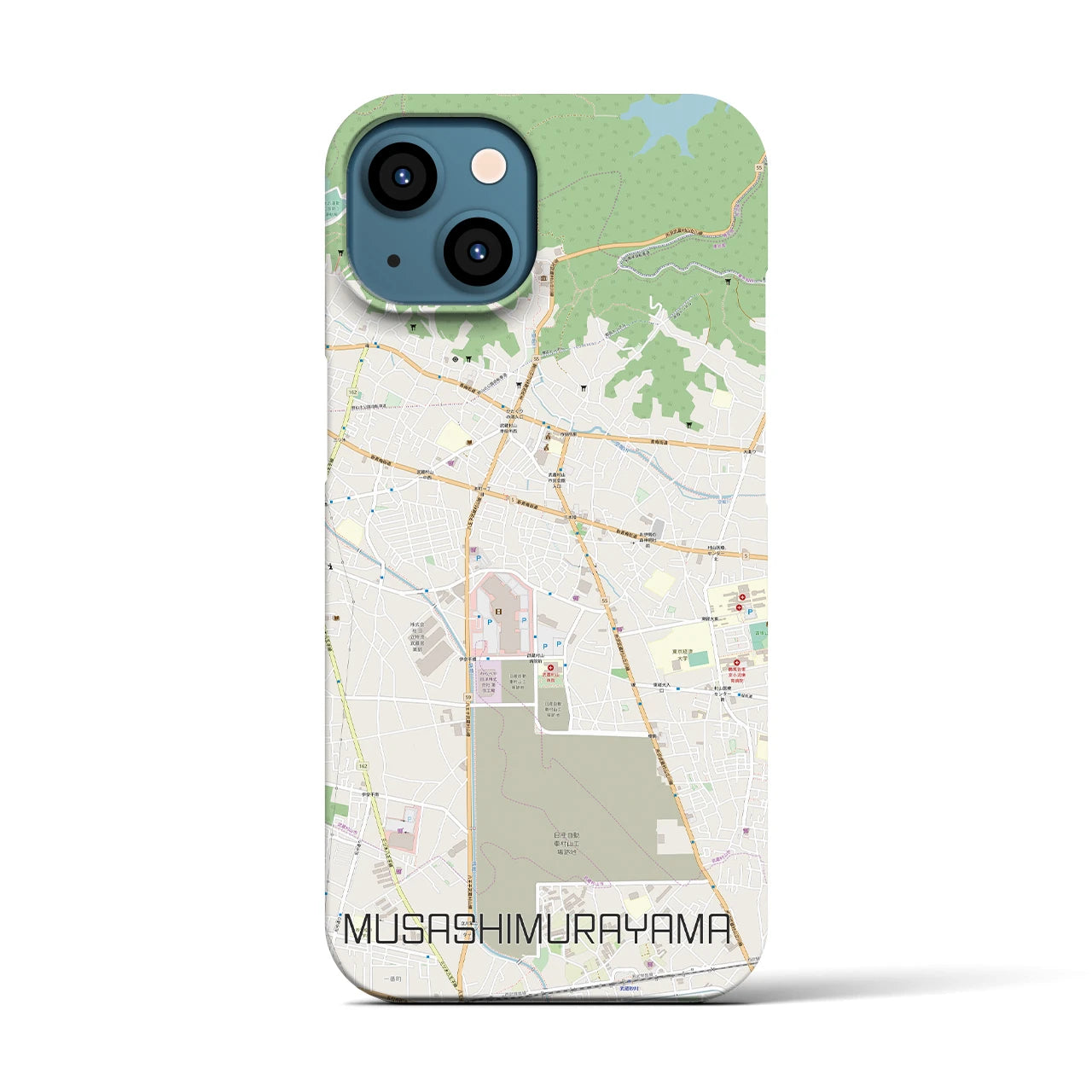 【武蔵村山】地図柄iPhoneケース（バックカバータイプ・ナチュラル）iPhone 13 用