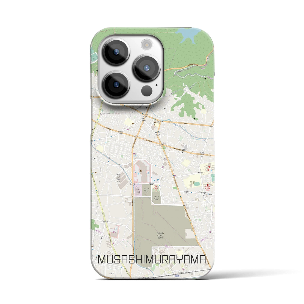 【武蔵村山】地図柄iPhoneケース（バックカバータイプ・ナチュラル）iPhone 14 Pro 用