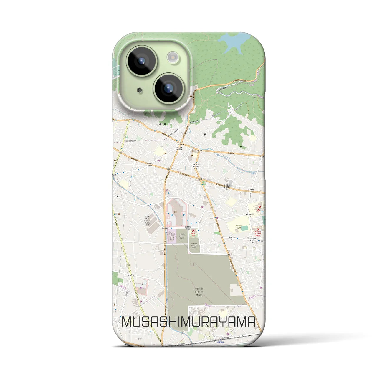 【武蔵村山】地図柄iPhoneケース（バックカバータイプ・ナチュラル）iPhone 15 用