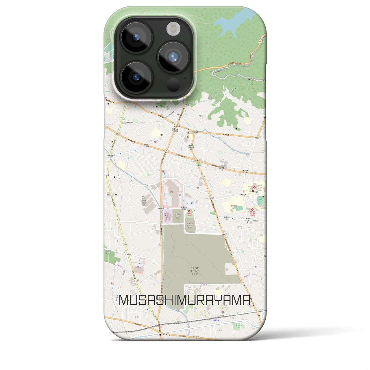 【武蔵村山】地図柄iPhoneケース（バックカバータイプ・ナチュラル）iPhone 15 Pro Max 用