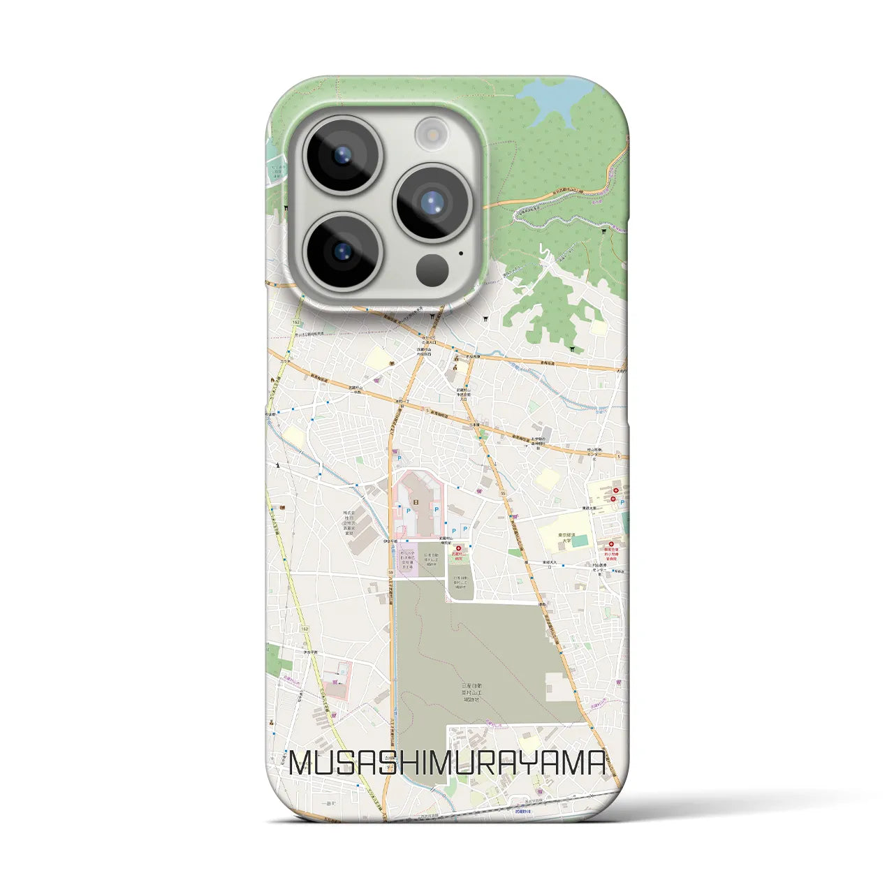 【武蔵村山】地図柄iPhoneケース（バックカバータイプ・ナチュラル）iPhone 15 Pro 用