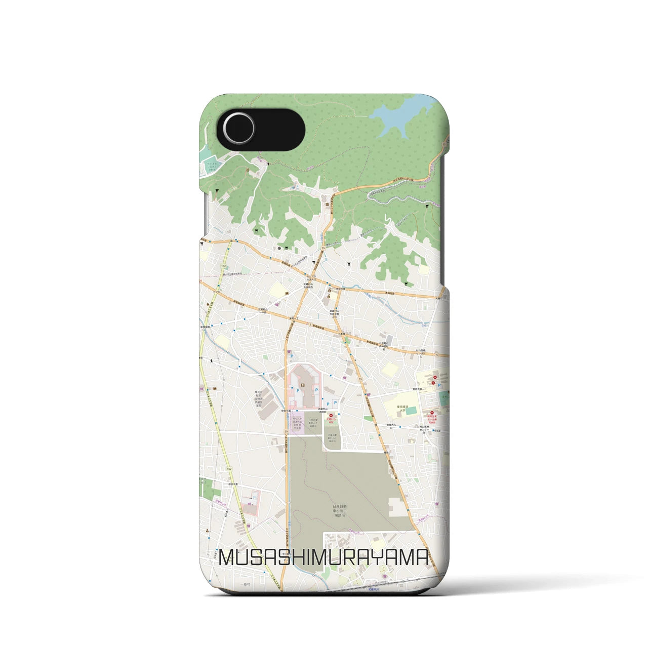 【武蔵村山】地図柄iPhoneケース（バックカバータイプ・ナチュラル）iPhone SE（第3 / 第2世代） / 8 / 7 / 6s / 6 用