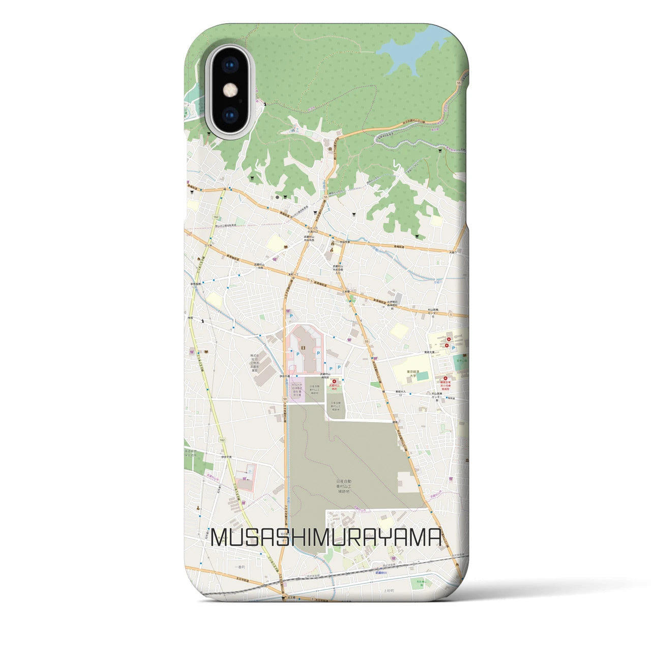 【武蔵村山】地図柄iPhoneケース（バックカバータイプ・ナチュラル）iPhone XS Max 用