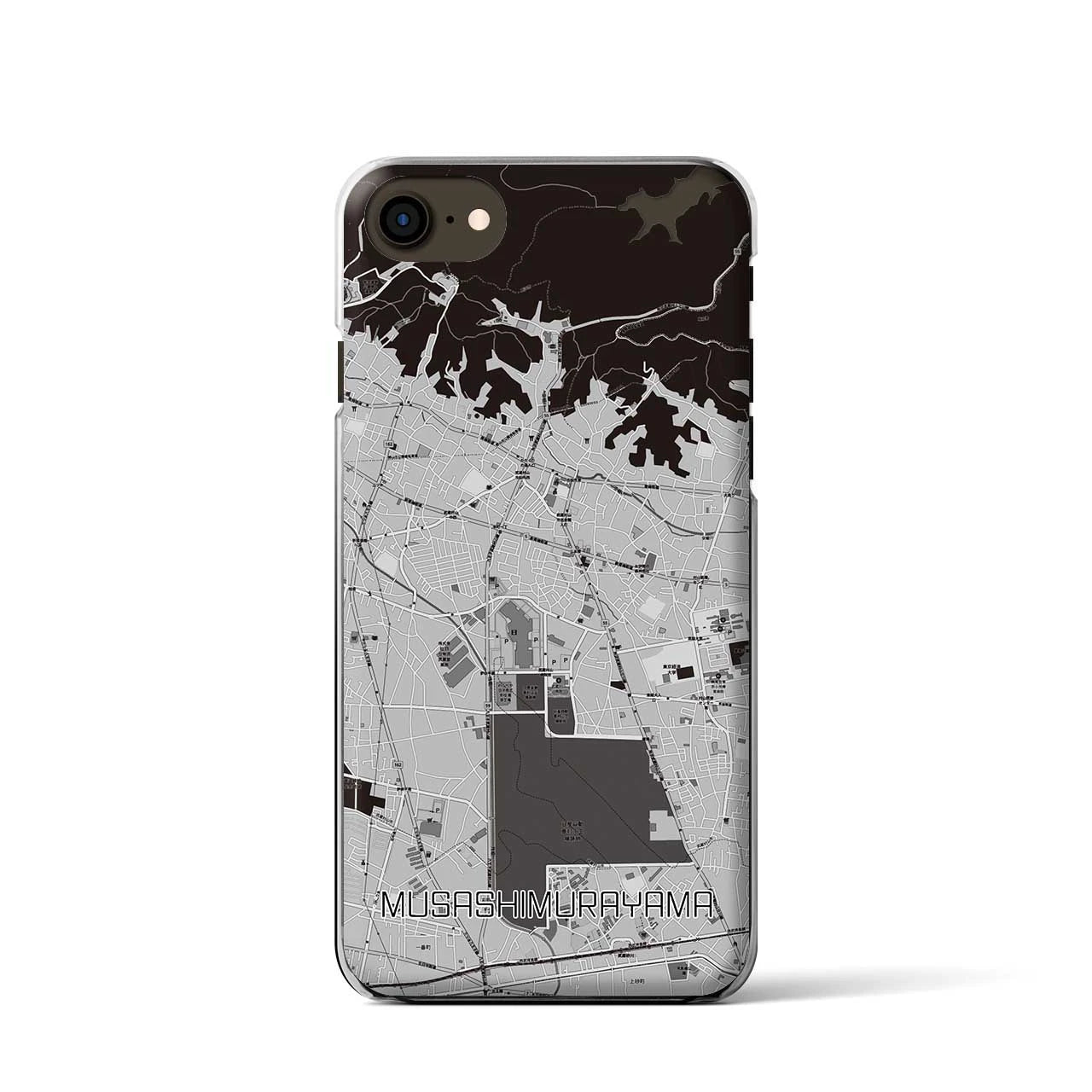 【武蔵村山】地図柄iPhoneケース（クリアタイプ・モノトーン）iPhone SE（第3 / 第2世代） / 8 / 7 / 6s / 6 用
