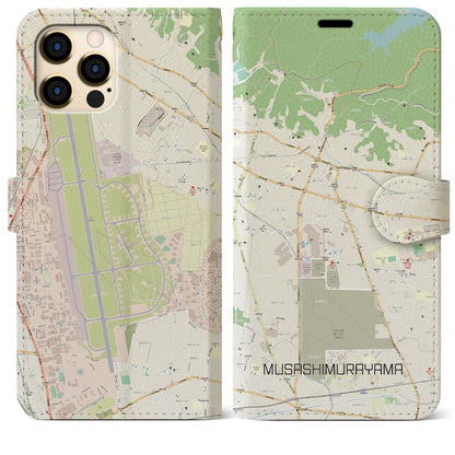 【武蔵村山】地図柄iPhoneケース（手帳両面タイプ・ナチュラル）iPhone 12 Pro Max 用